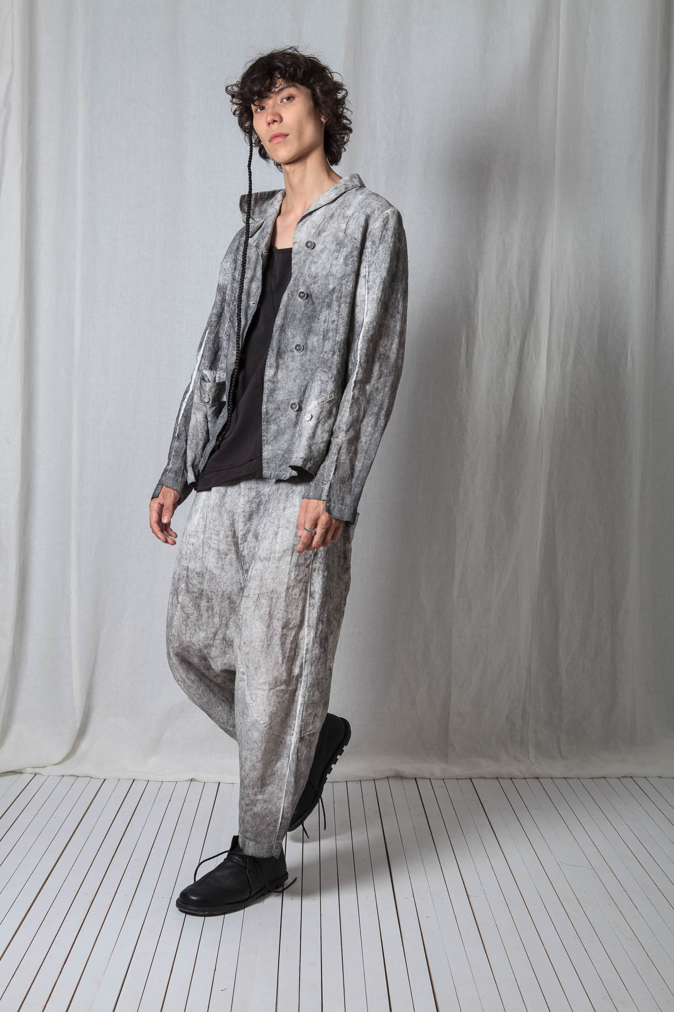 Asymmetric Short Jacket_Linen