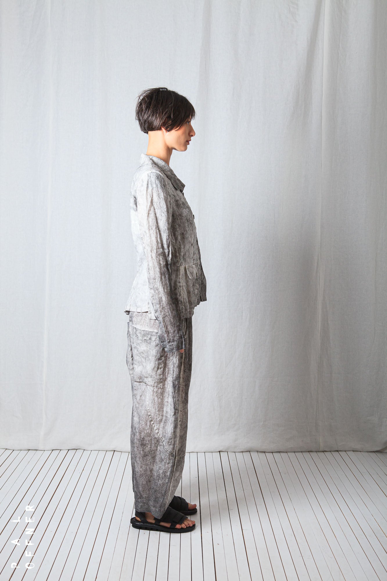 Asymmetric Short Jacket_Linen