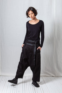 Big Double Belted Trousers_Super Denim Stretch