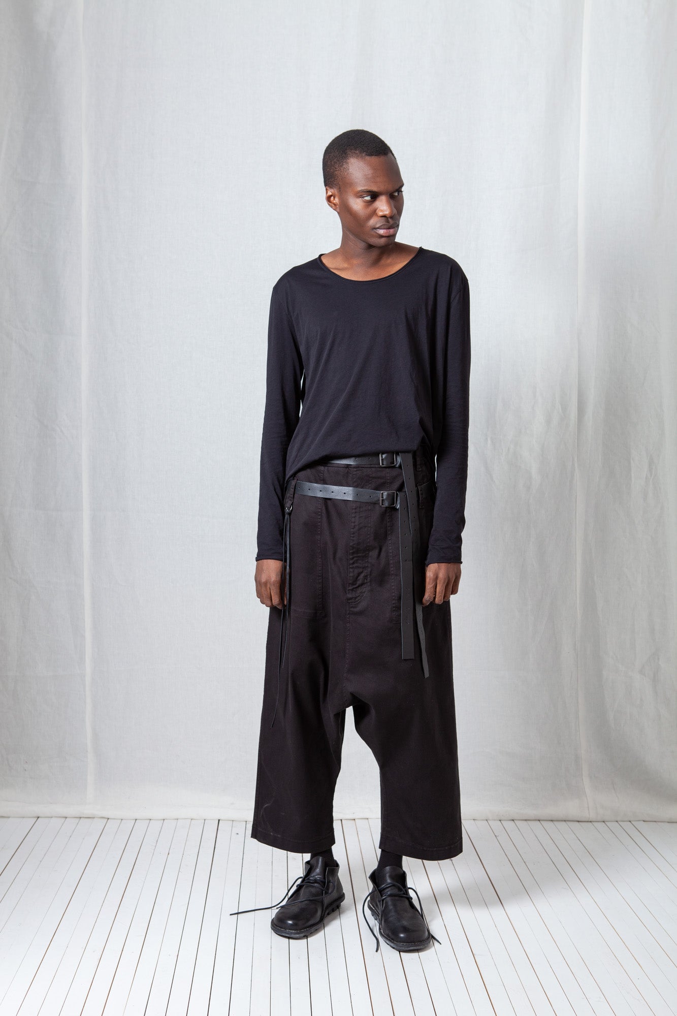 Big Double Belted Trousers_Super Denim Stretch