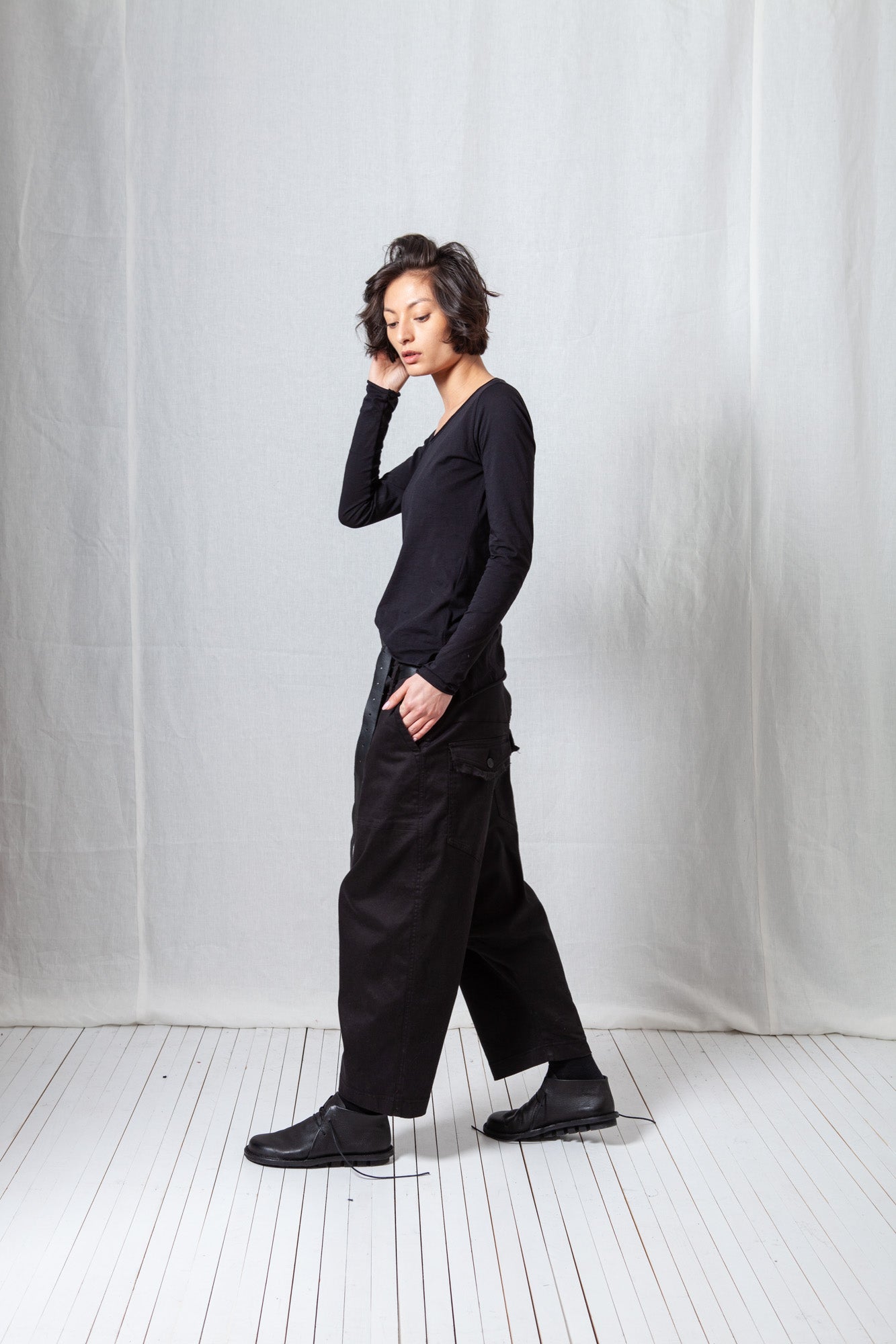 Big Double Belted Trousers_Super Denim Stretch