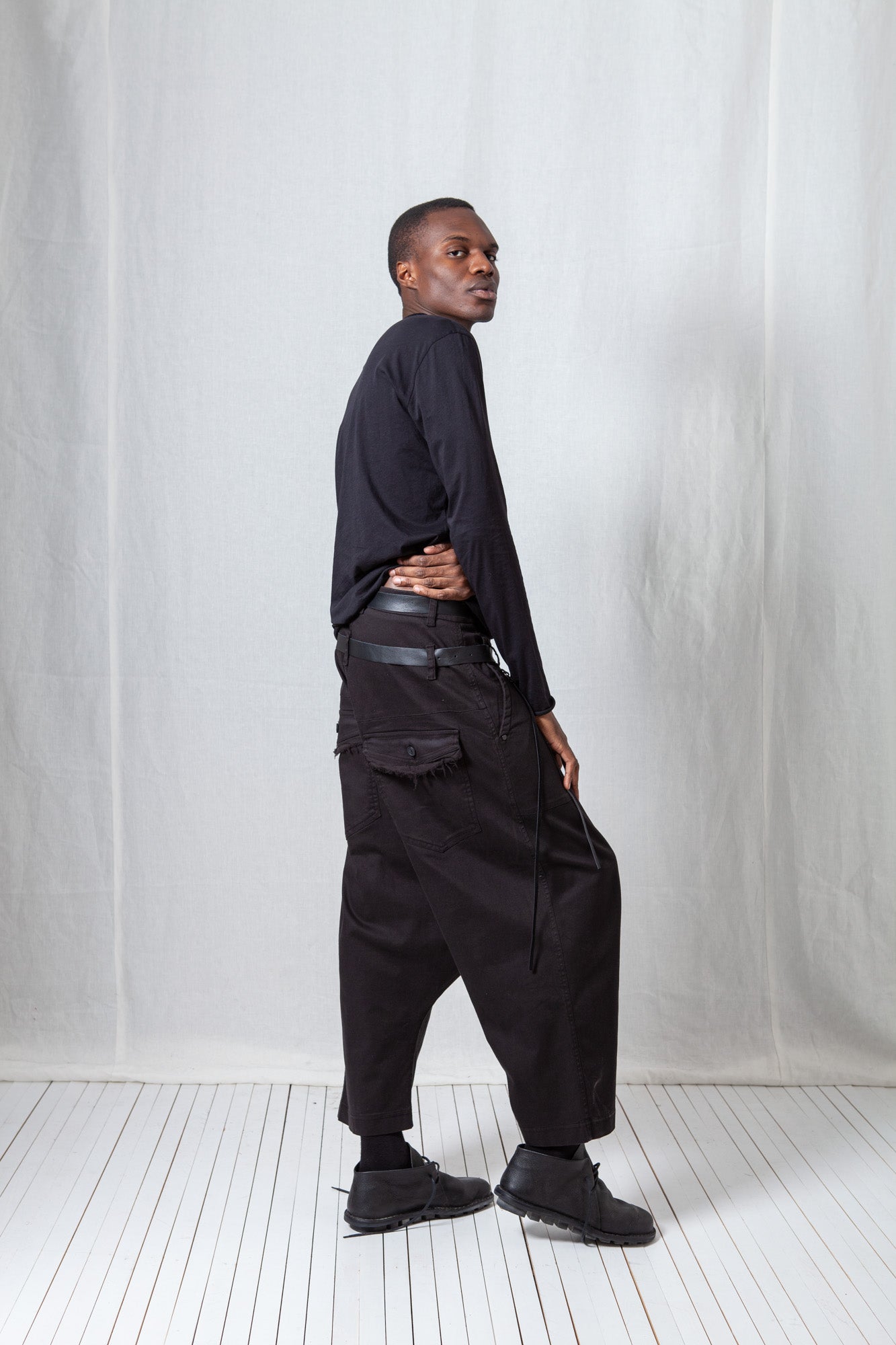 Big Double Belted Trousers_Super Denim Stretch