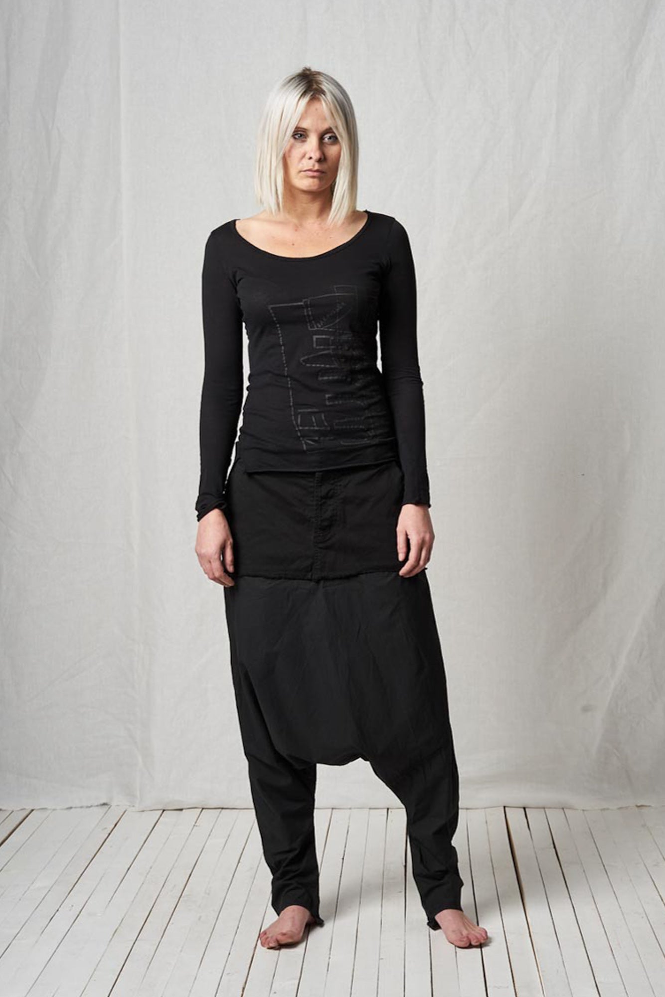 Deconstructed Low Crotch Trousers_Cotton Stretch + Poplin