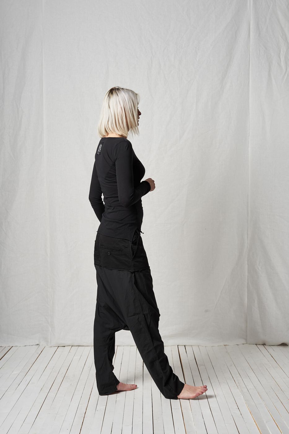 Deconstructed Low Crotch Trousers_Cotton Stretch + Poplin