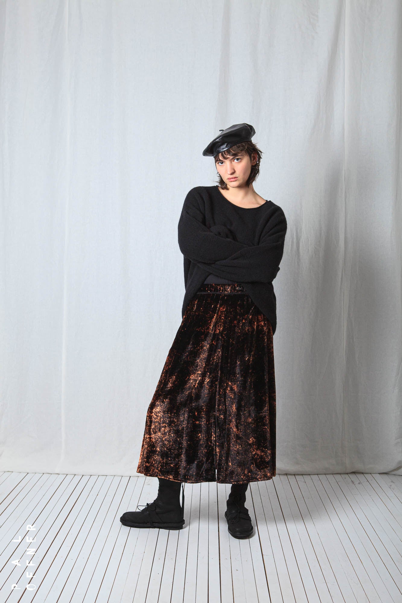 Double Slit Skirt_Fluid Velvet