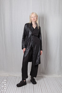 Draped Coat_Coated Viscose