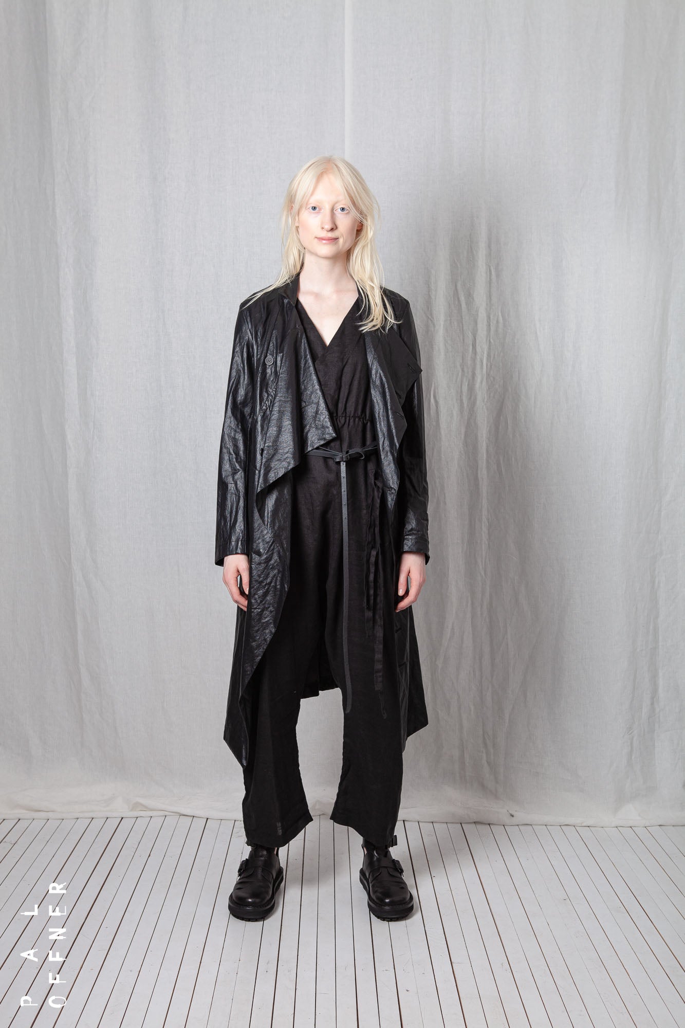 Draped Coat_Coated Viscose