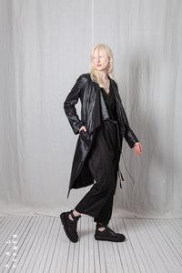 Draped Coat_Coated Viscose