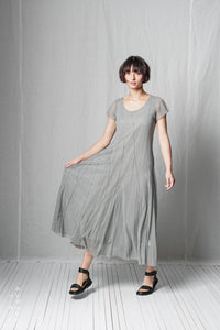 Layered Dart T-Dress_Cotton Mesh + Viscose