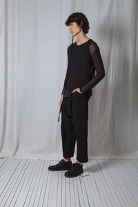 Longsleeve Overlayer Top_Cotton Jersey + Mesh