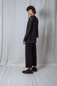 Longsleeve Overlayer Top_Cotton Jersey + Mesh