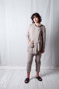 Loose Asymmetric Coat_Cotton Sweat