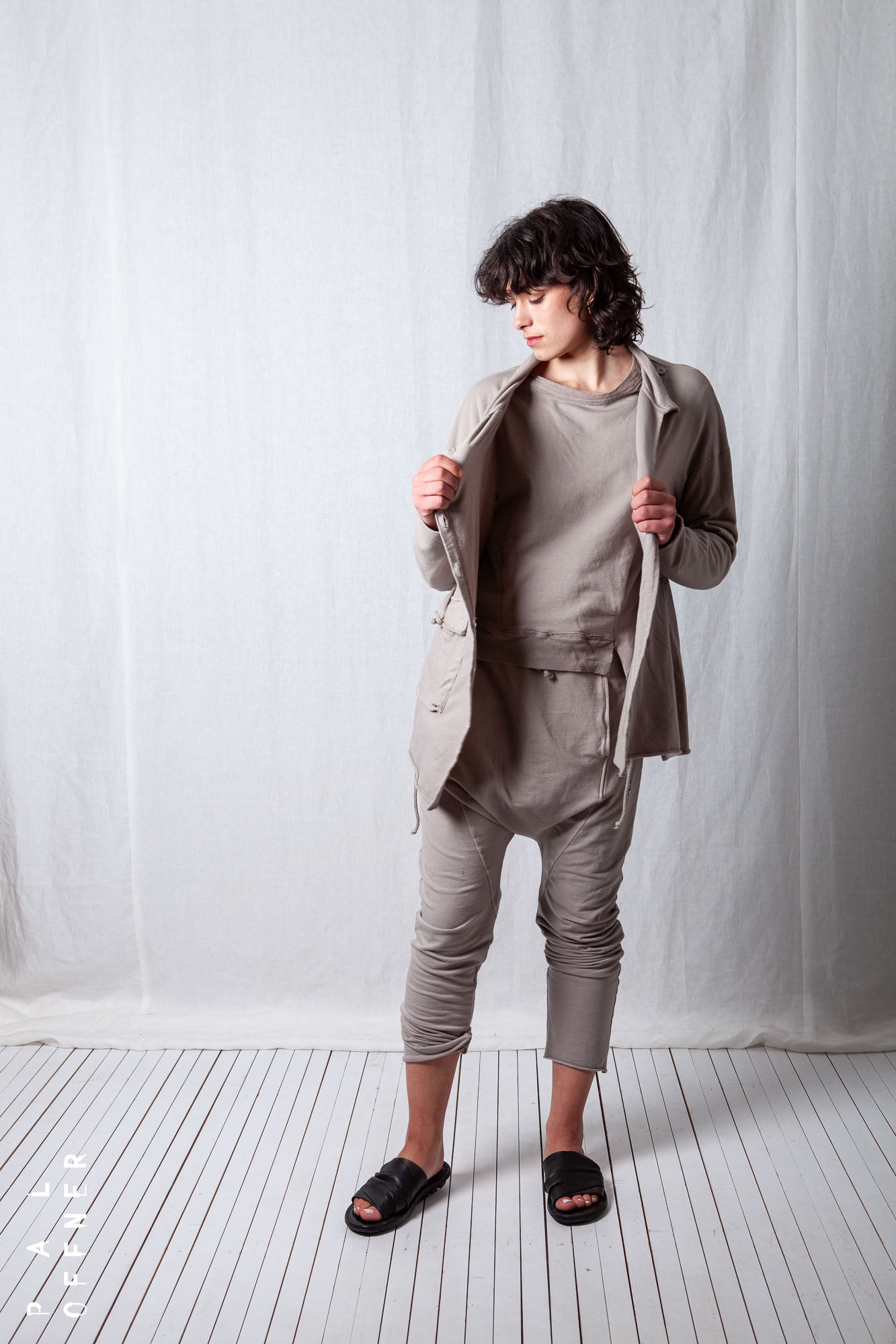 Loose Asymmetric Coat_Cotton Sweat