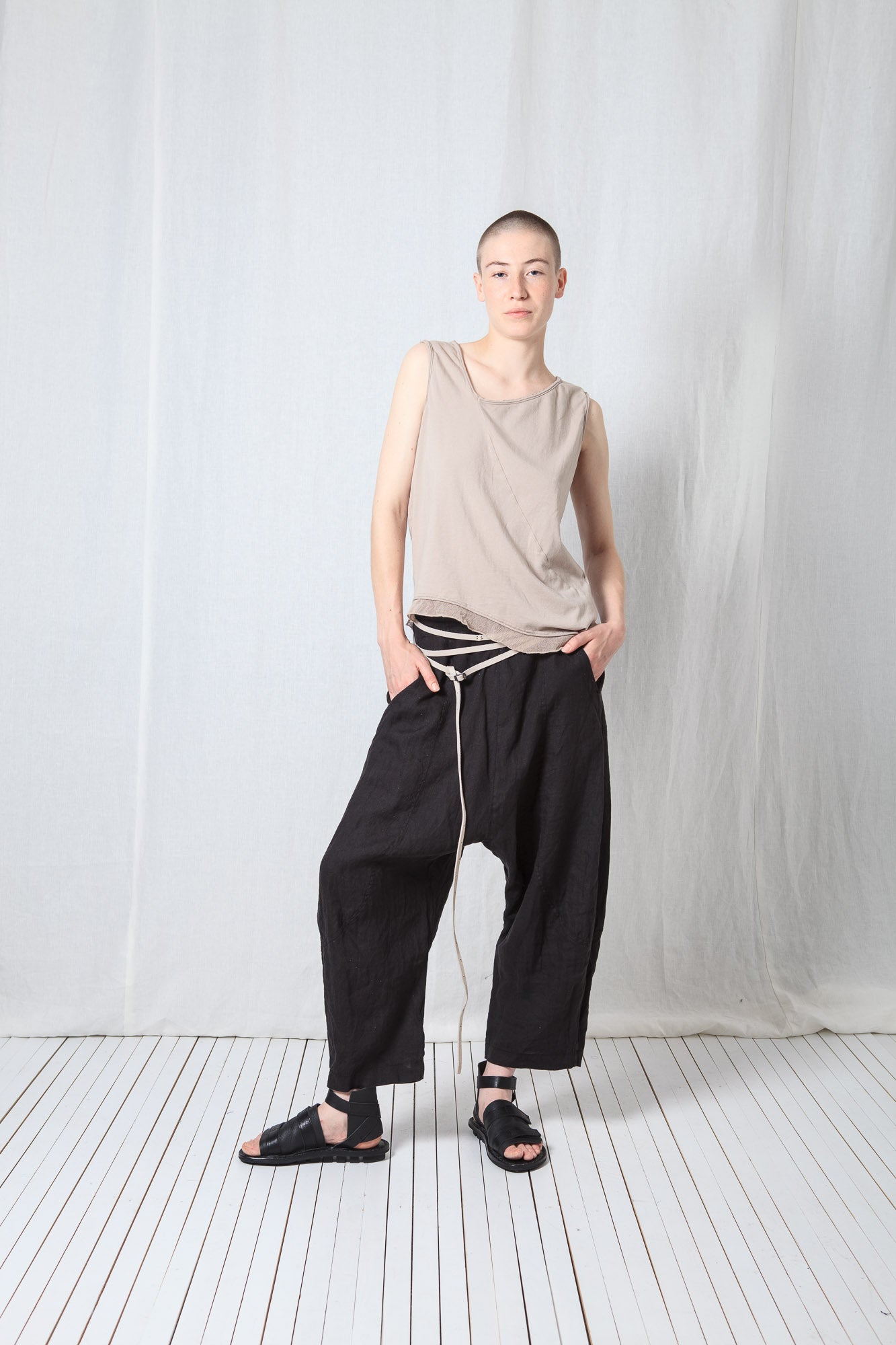 Loose Asymmetric Top_Cotton Jersey + Mesh