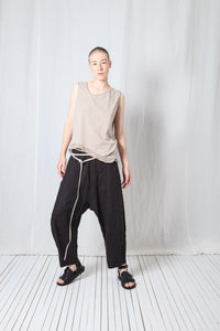 Loose Asymmetric Top_Cotton Jersey + Mesh