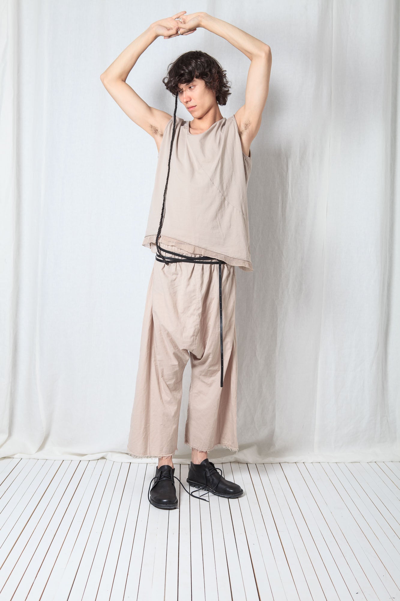 Loose Asymmetric Top_Cotton Jersey + Mesh