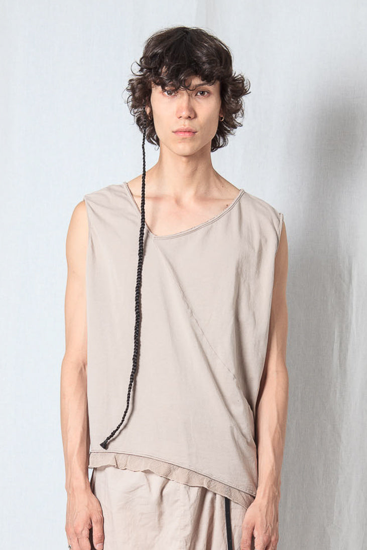 Loose Asymmetric Top_Cotton Jersey + Mesh