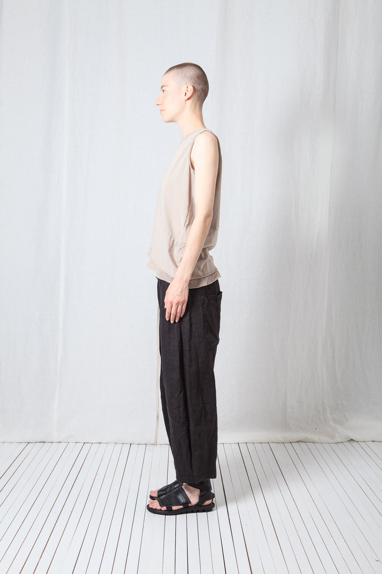 Loose Asymmetric Top_Cotton Jersey + Mesh