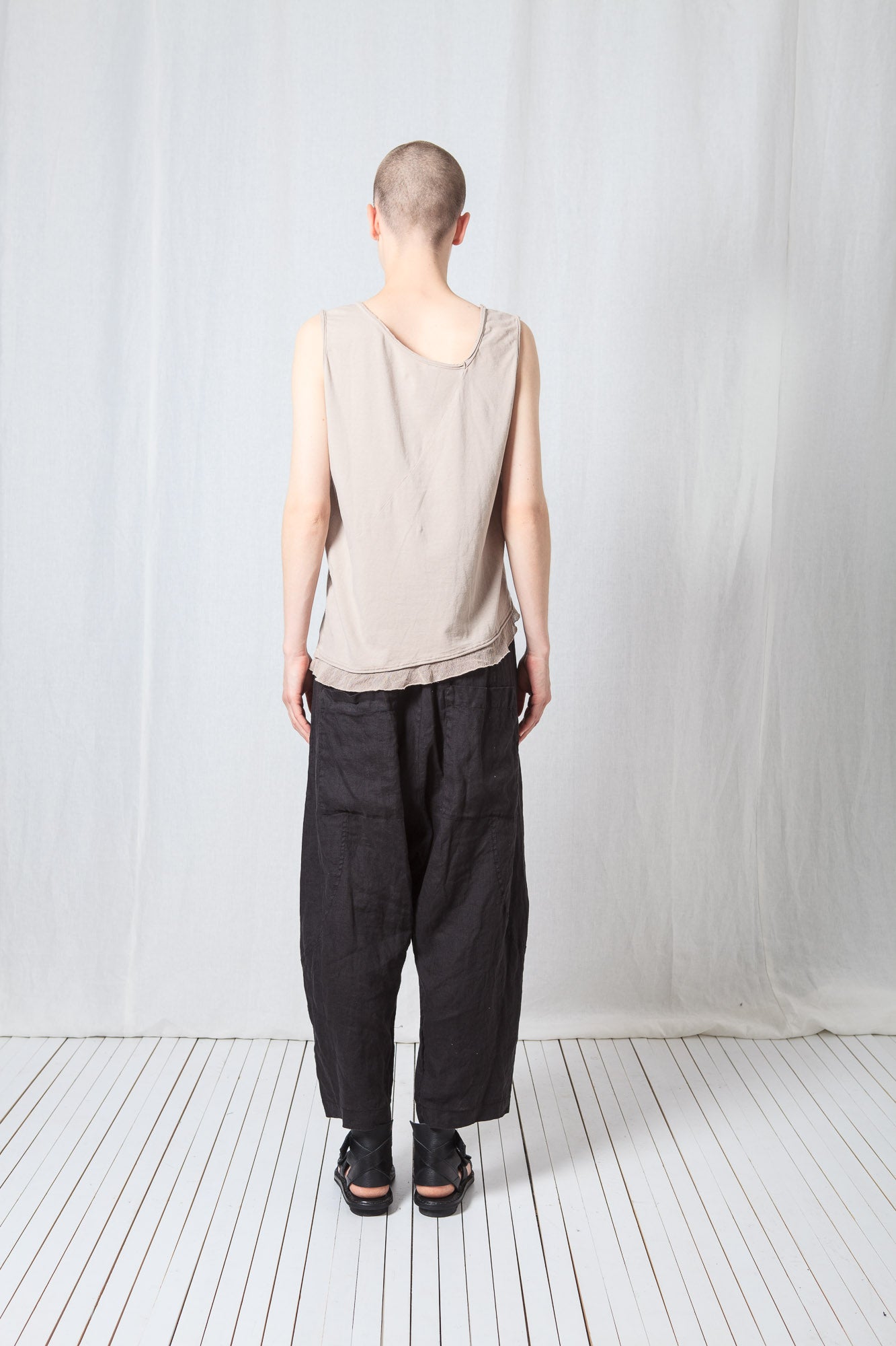 Loose Asymmetric Top_Cotton Jersey + Mesh