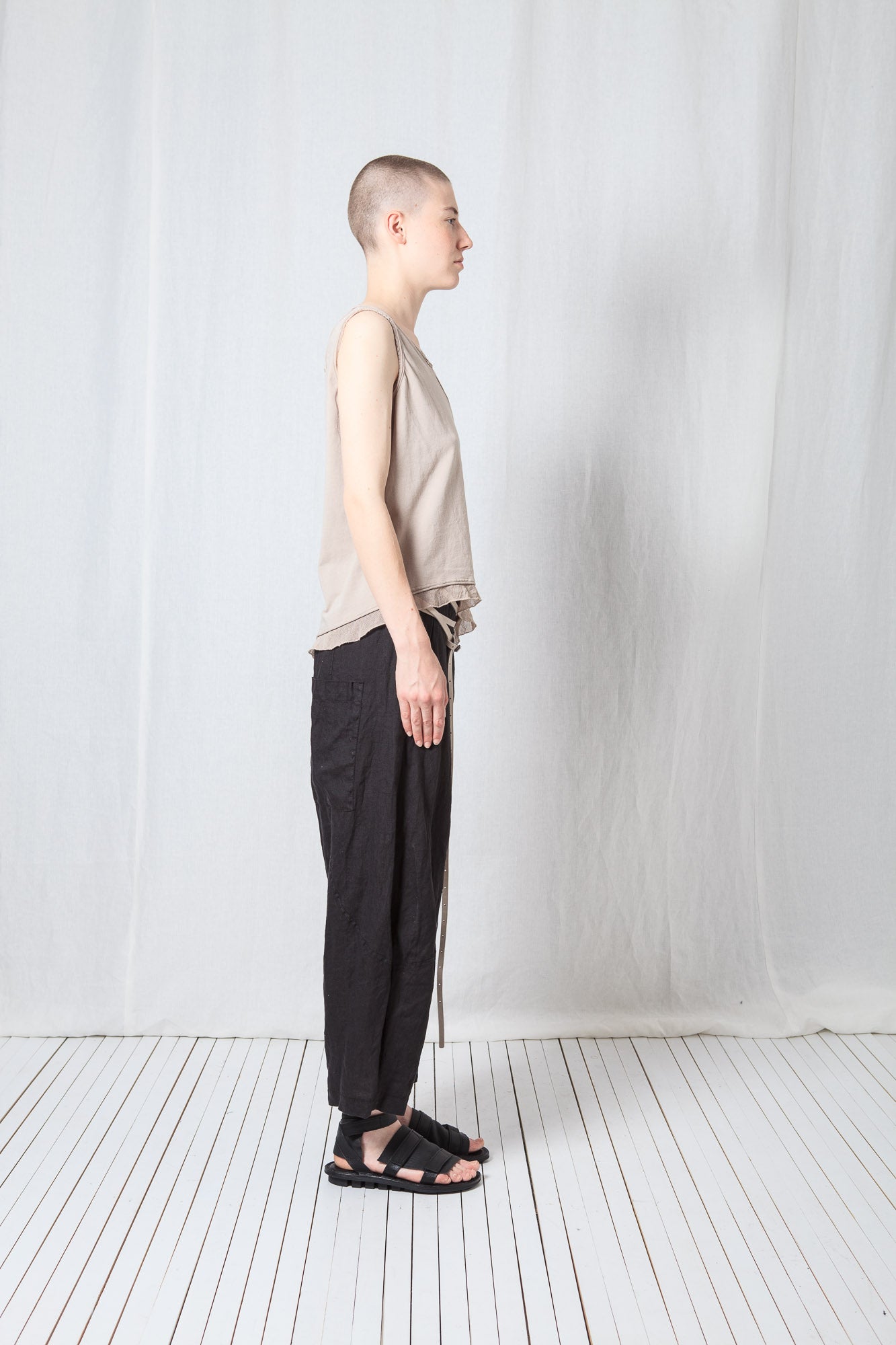 Loose Asymmetric Top_Cotton Jersey + Mesh