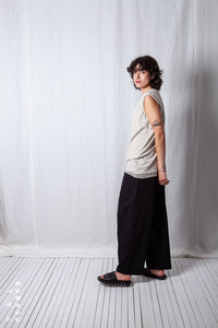 Loose Asymmetric Top_Cotton Jersey + Mesh