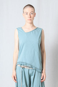 Loose Asymmetric Top_Cotton Jersey + Mesh