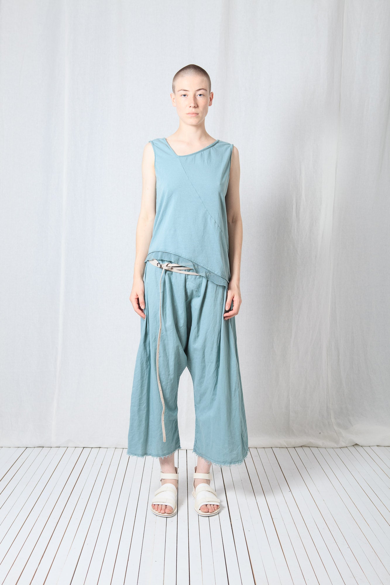 Loose Asymmetric Top_Cotton Jersey + Mesh