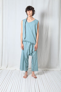 Loose Asymmetric Top_Cotton Jersey + Mesh