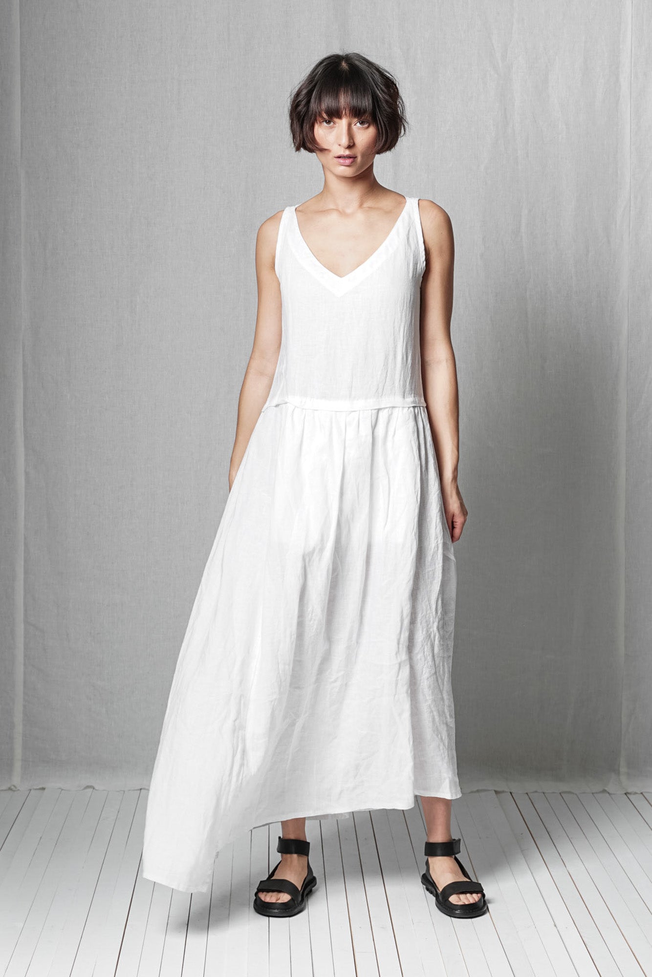 Loose Ruffle Dress_Linen