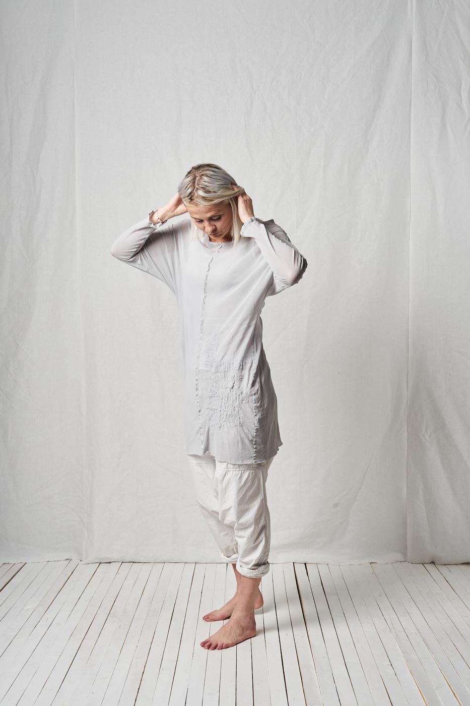 Oversize Shirt with Embroidery_Cotton Mesh