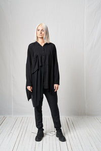 Patch Shirt_Flowing Viscose + Knit-Like Jersey