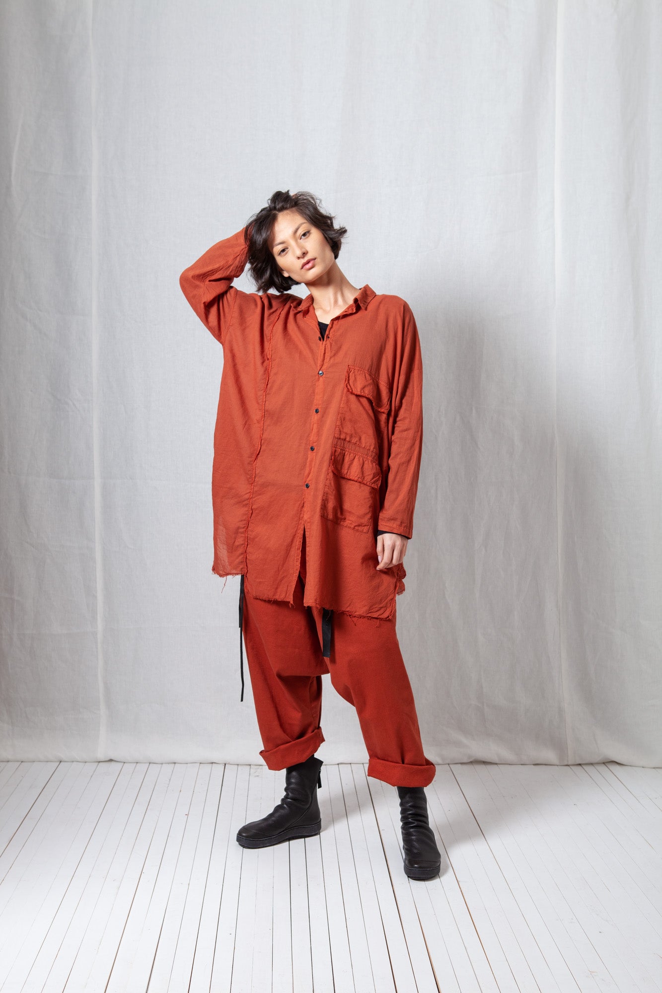 Patched Oversize Shirt_Sheer Cotton Voile