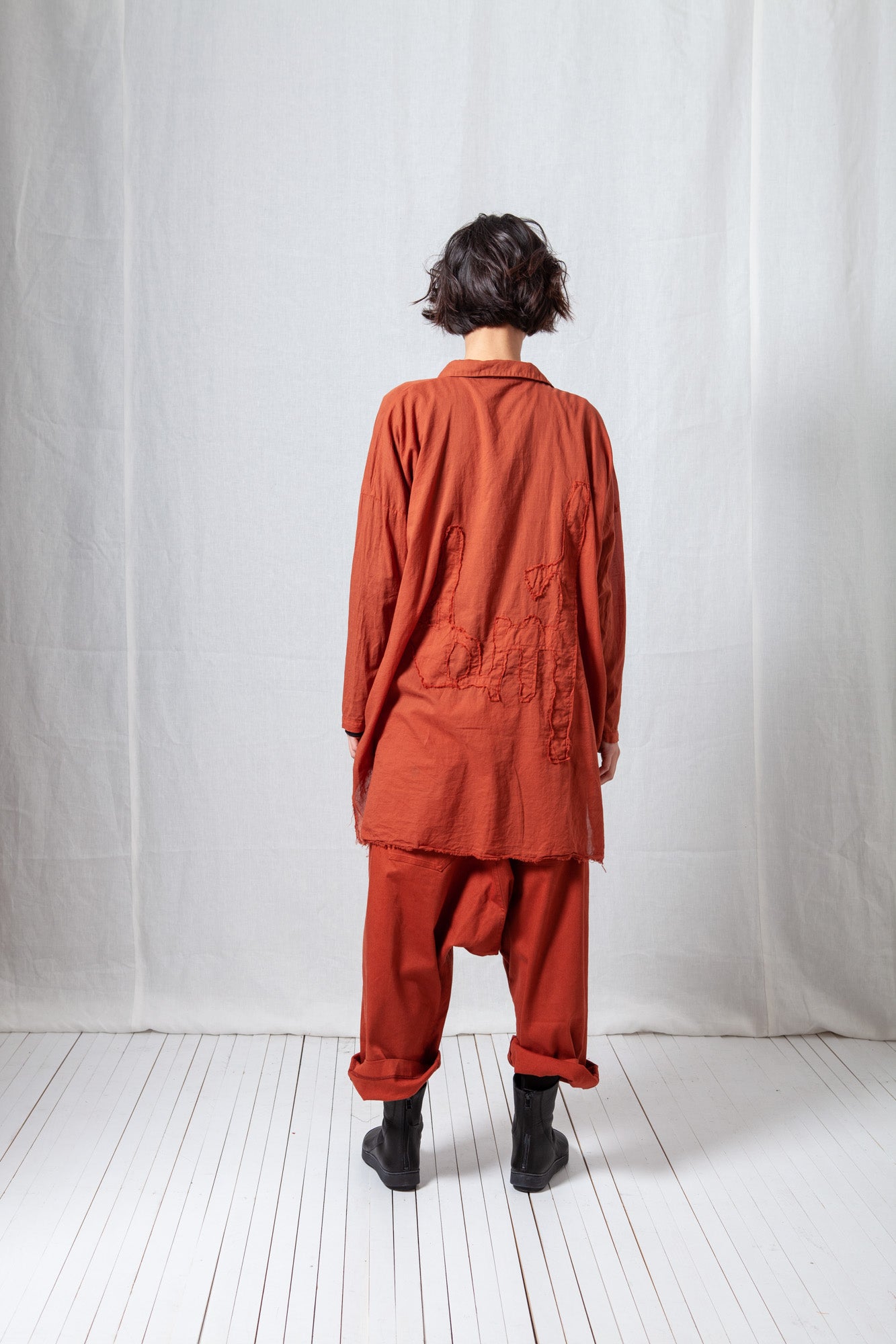 Patched Oversize Shirt_Sheer Cotton Voile