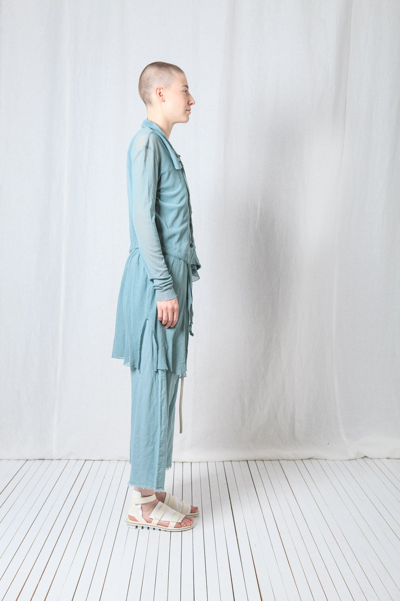 Sheer Draped Coat_Organic Cotton Mesh (GOTS)