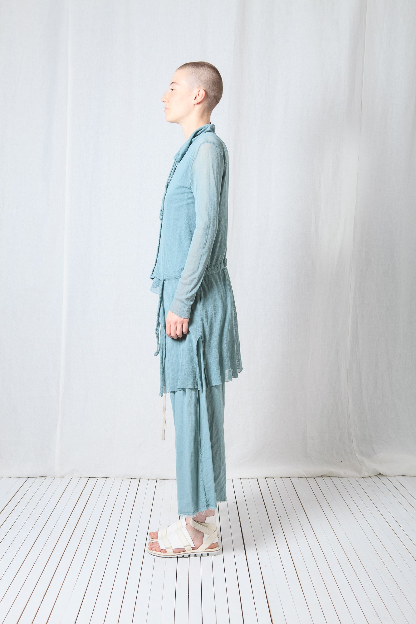 Sheer Draped Coat_Organic Cotton Mesh (GOTS)