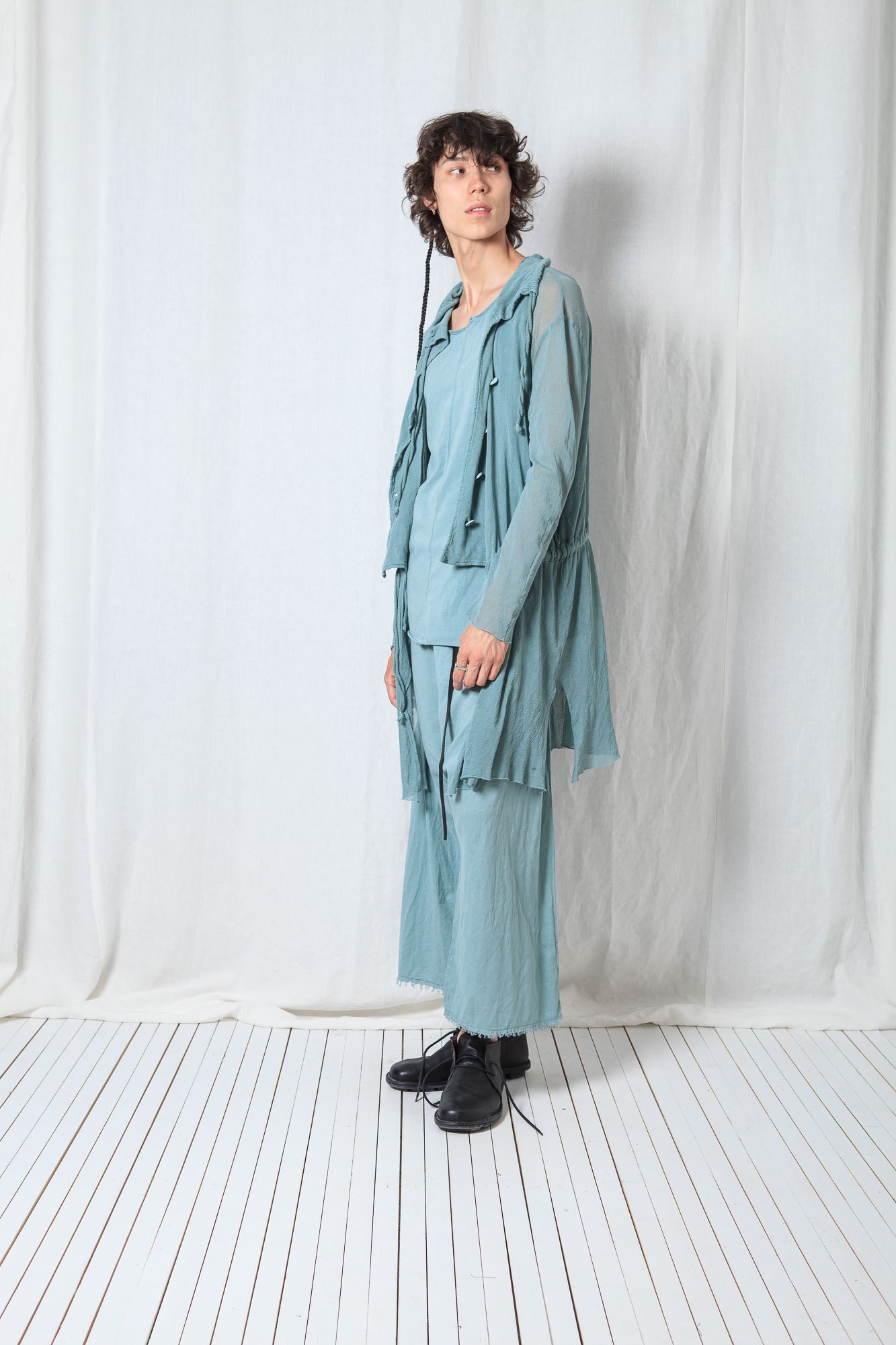 Sheer Draped Coat_Organic Cotton Mesh (GOTS)