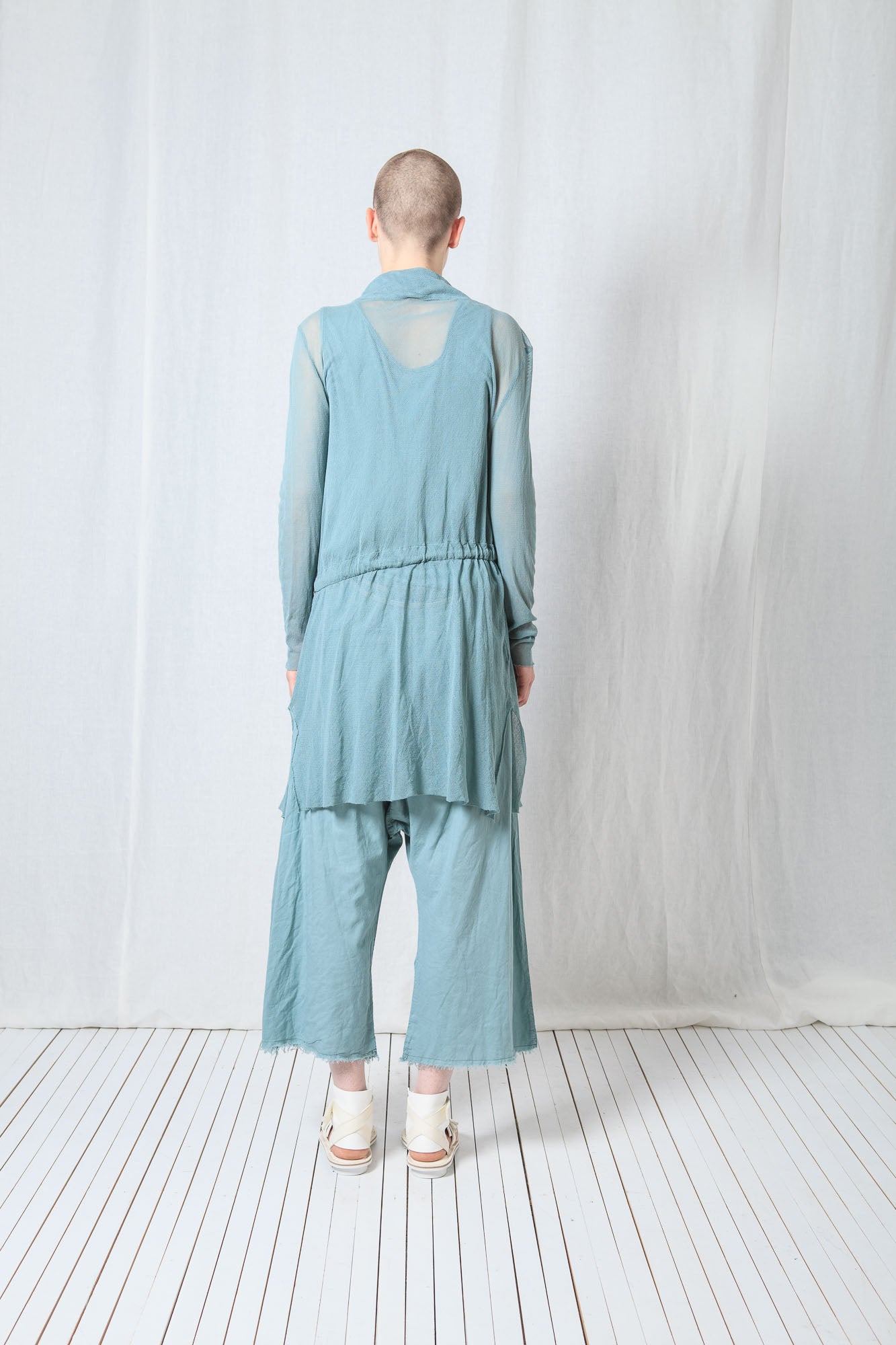 Sheer Draped Coat_Organic Cotton Mesh (GOTS)