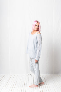 Shoulder Cut Out Pullover_Linen Viscose Knit