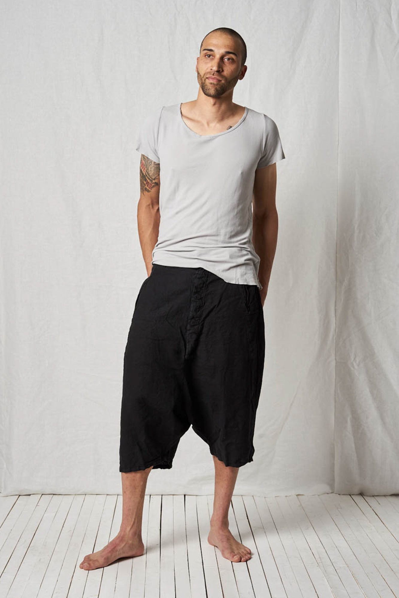 Super Low Cropped Trousers_Linen