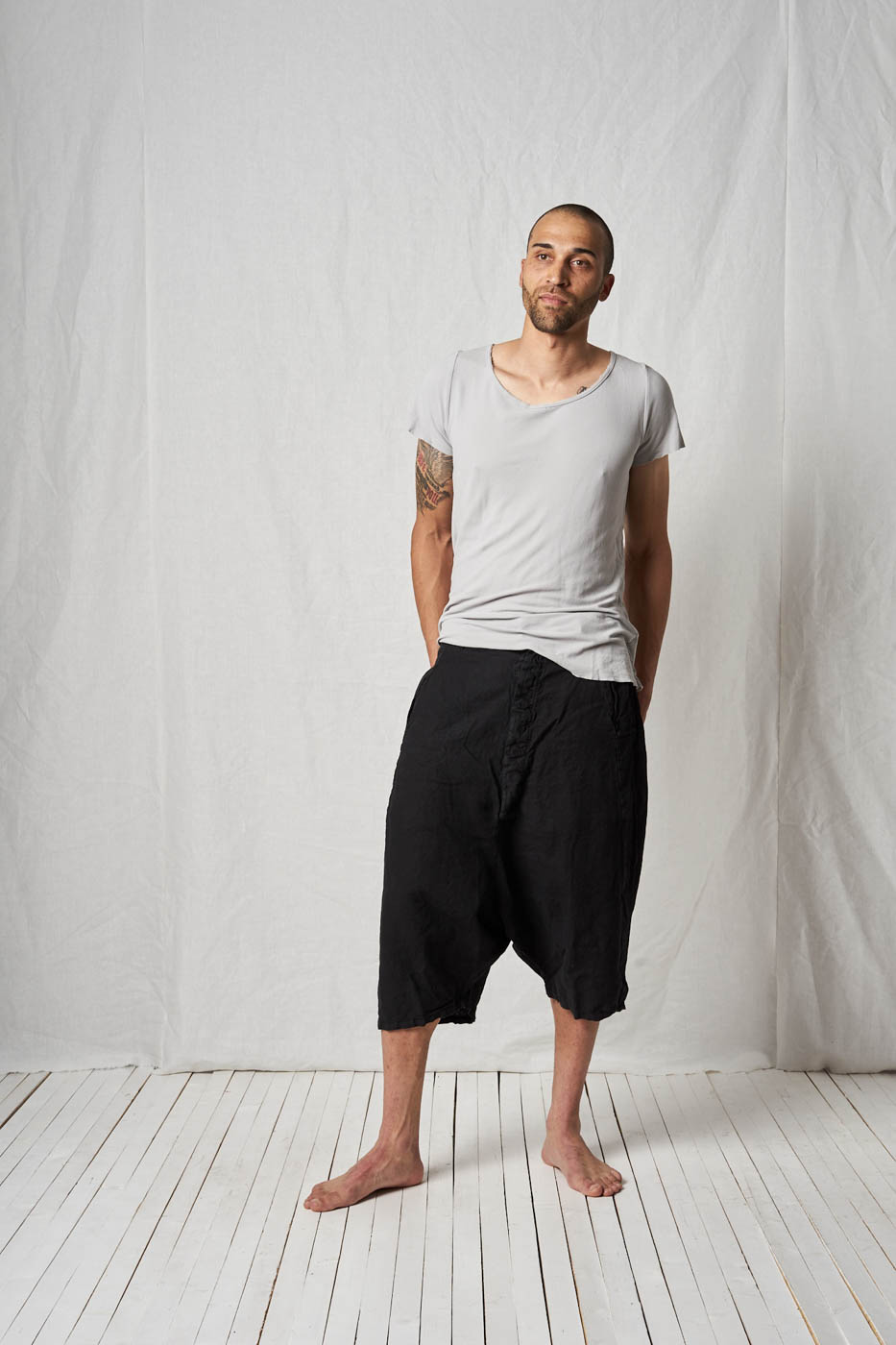 Super Low Cropped Trousers_Linen